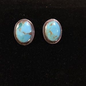 Genuine SS & Turquoise CLIP earrings.